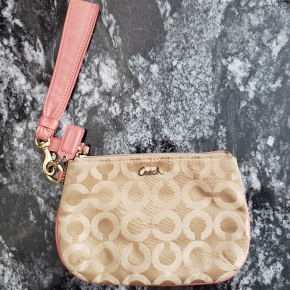 Coach Coral Pink Large Wristlet - Picture 1 of 6